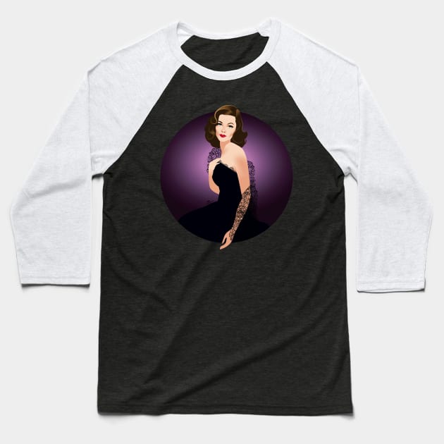 Gene Tierney Baseball T-Shirt by AlejandroMogolloArt